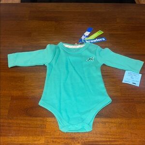 Krawlers babies 3-6 months NWT one piece bodysuit. Green. 100% cotton.